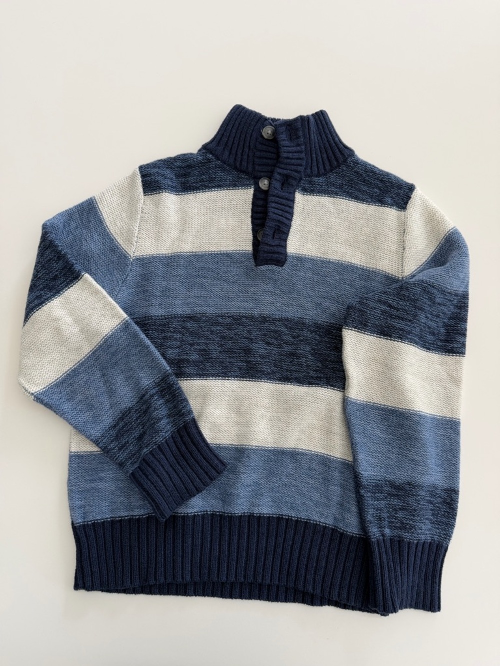 The Children's Place Navy, Light Blue and White Striped Zip-Neck Sweater